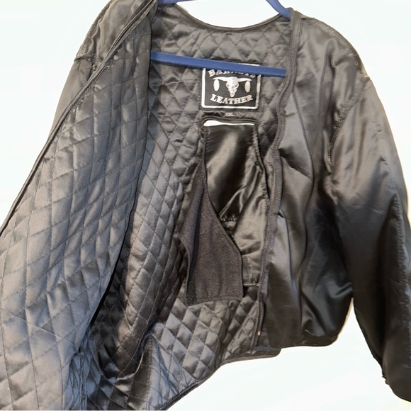 BARNEYS LEATHER. plus size motorcycle leather jacket w/ removable lining - Picture 8 of 10